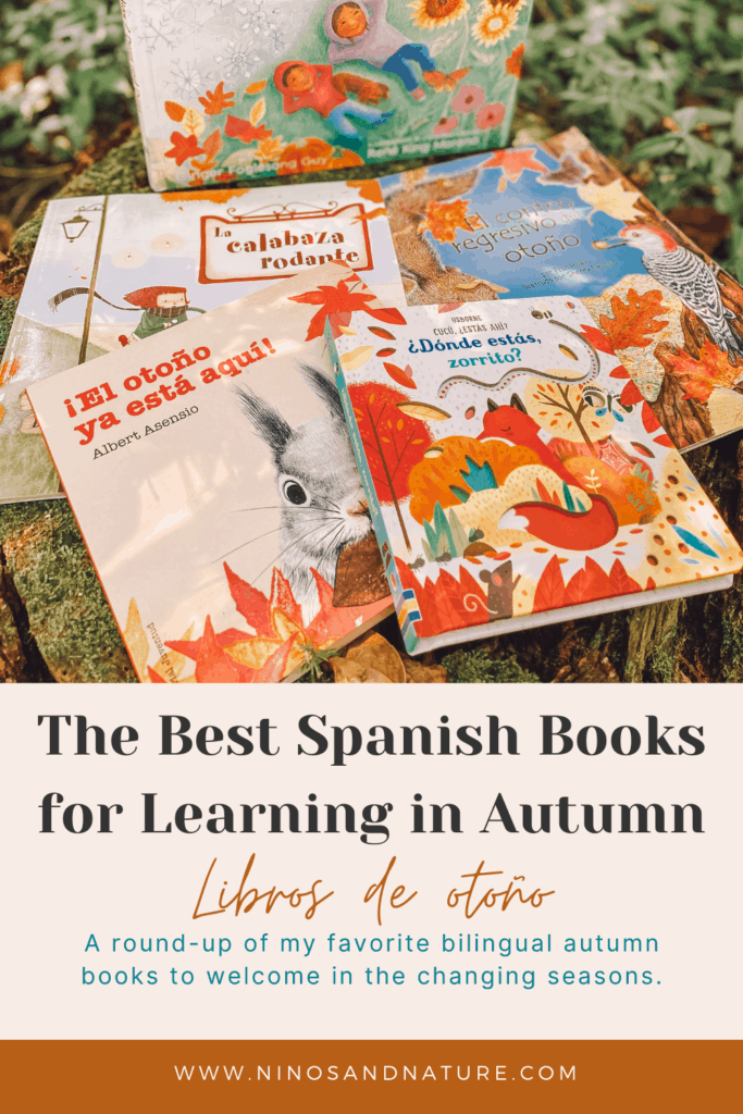 A stack of Spanish books for kids