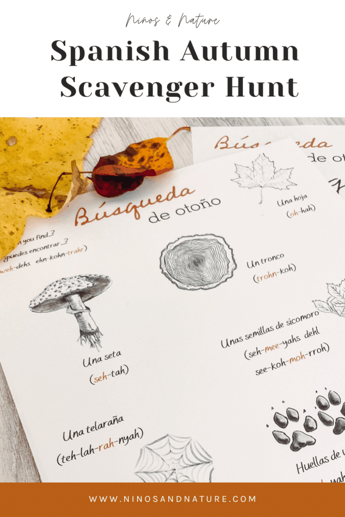 Free Spanish resource - fall scavenger hunt