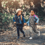 two kids playing outside