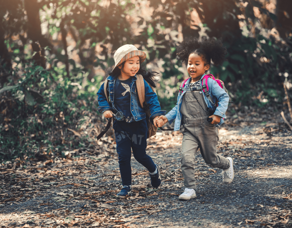 two kids playing outside