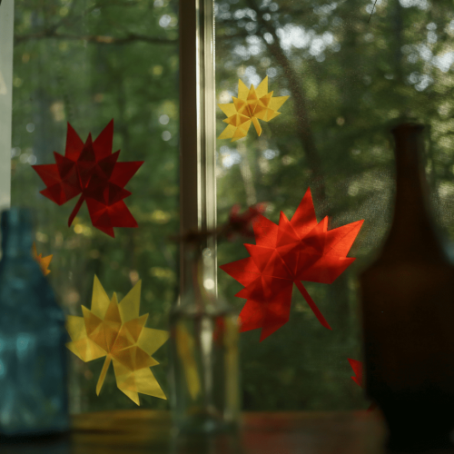 kite paper maple leaves - fall origami